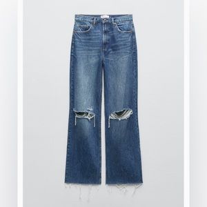 Zara Ripped Wide Leg Jean